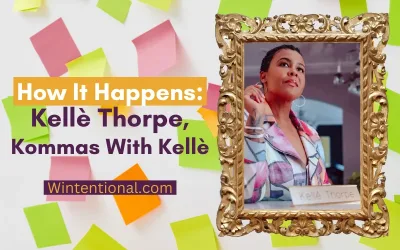 How It Happens: Kelle Thorpe, Kommas With Kelle, portrait in a gold frame