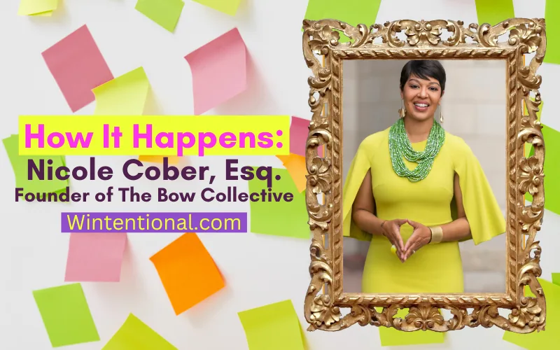 How It Happens: Nicole Cober, Esq., Founder of The Bow Collective, portrait in a gold frame