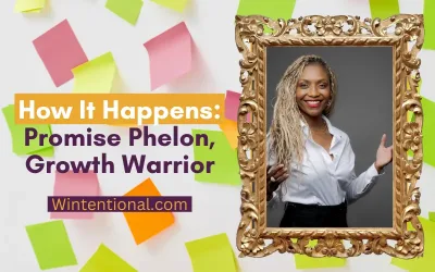 How It Happens: Promise Phelon, Growth Warrior, portrait in a gold frame